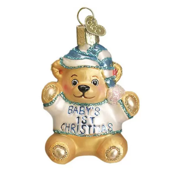 Cheap Baby's First Christmas, Blue Teddy Bear Ornament - Baby