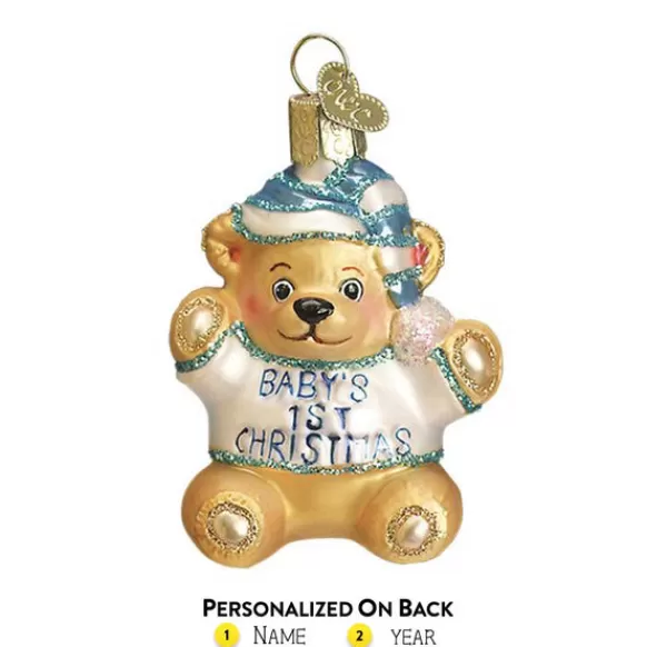 Cheap Baby's First Christmas, Blue Teddy Bear Ornament - Baby