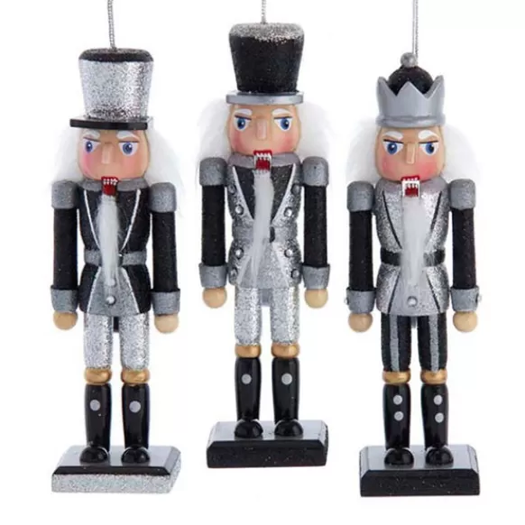 Fashion Kurt Adler Black And Silver Nutcracker Ornaments