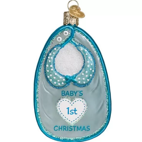 Fashion Blue Baby Bib Glass Ornament - Baby