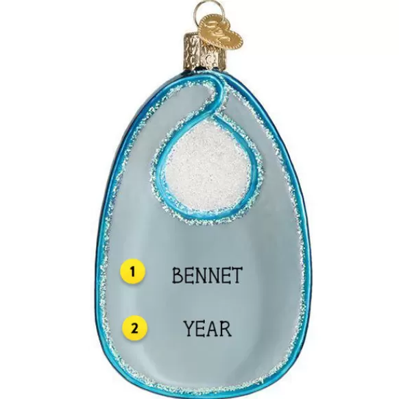 Fashion Blue Baby Bib Glass Ornament - Baby