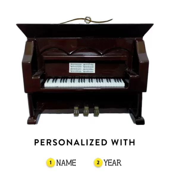Hot Brown Upright Piano Ornament Music