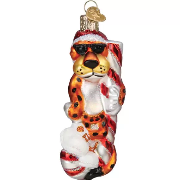Discount Old World Christmas Chester Cheetah On Candy Cane Ornament -