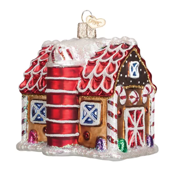 Fashion Old World Christmas Gingerbread Barn Ornament -