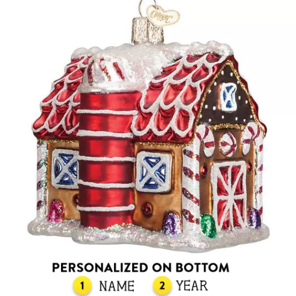 Fashion Old World Christmas Gingerbread Barn Ornament -