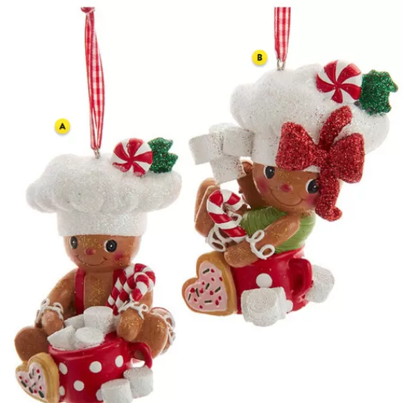 Sale Kurt Adler Gingerbread With Hot Cocoa & Marshmallows Ornaments