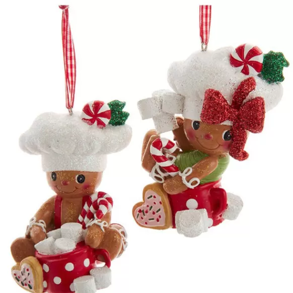 Sale Kurt Adler Gingerbread With Hot Cocoa & Marshmallows Ornaments