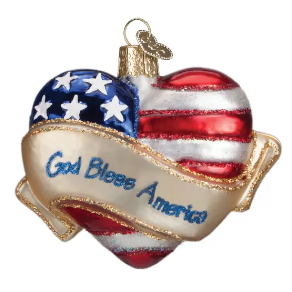 Clearance God Bless America Heart Ornament - Military & Patriotic