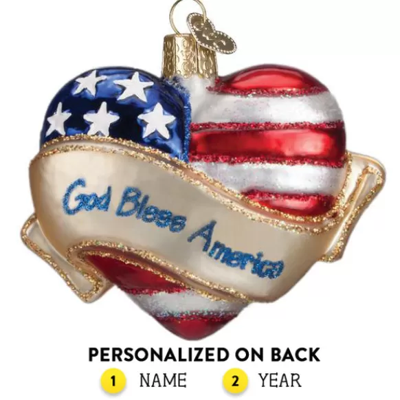 Clearance God Bless America Heart Ornament - Military & Patriotic
