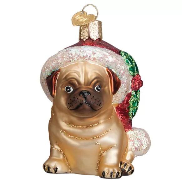 Online Old World Christmas Holly Hat Pug Ornament -