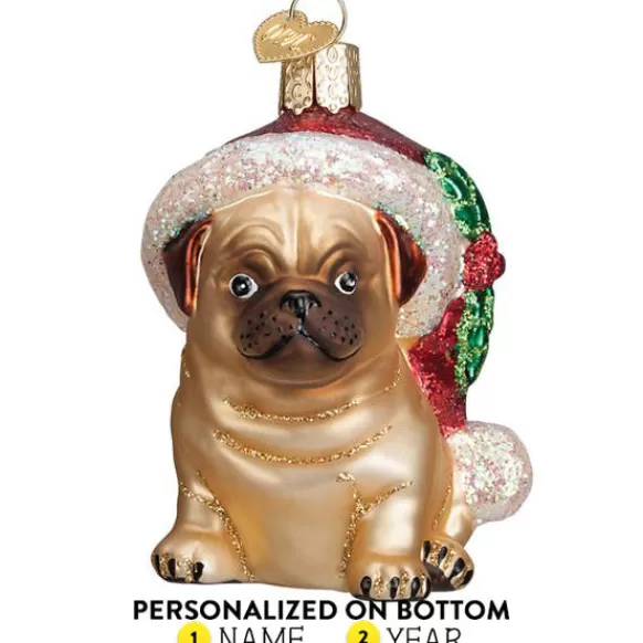 Online Old World Christmas Holly Hat Pug Ornament -