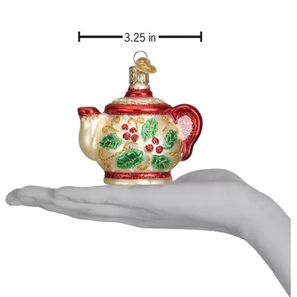 Best Sale Old World Christmas Holly Teapot Ornament -