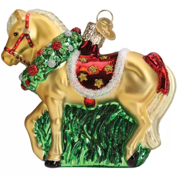 Cheap Old World Christmas Horse With Wreath Ornament -