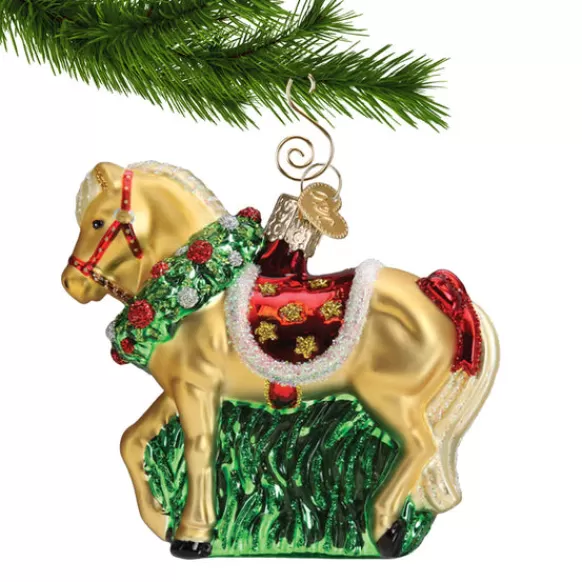 Cheap Old World Christmas Horse With Wreath Ornament -