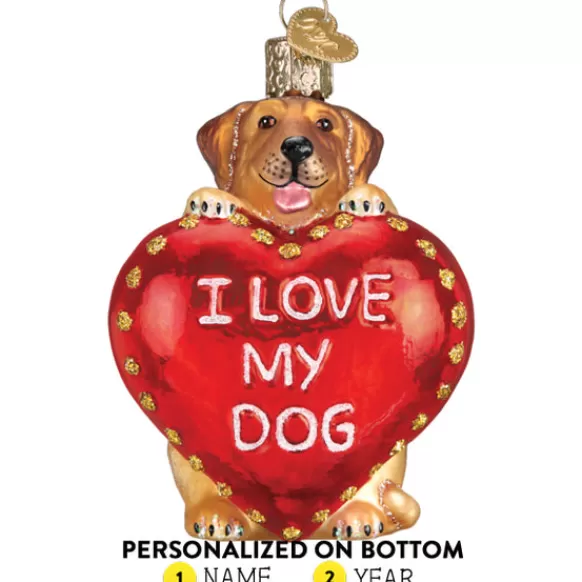 Hot Old World Christmas I Love My Dog Heart Ornament -