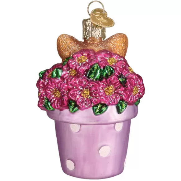 Hot Old World Christmas Kitten In Flower Pot Ornament -