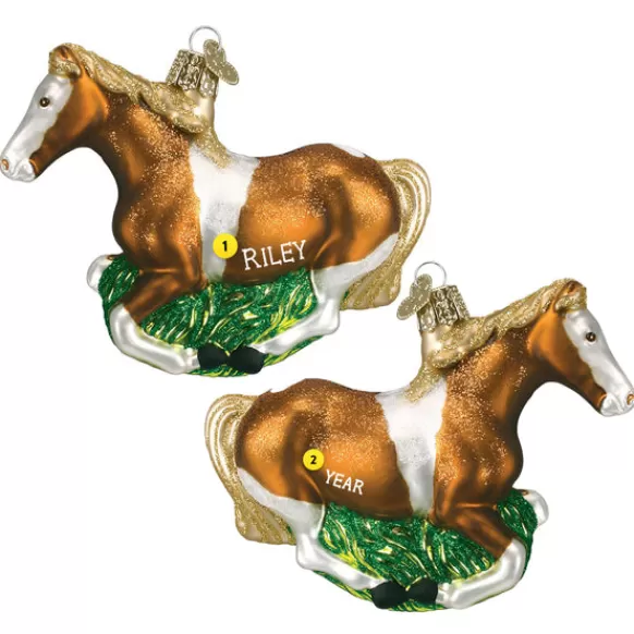 New Mustang Horse Ornament - Brown & White - Animals