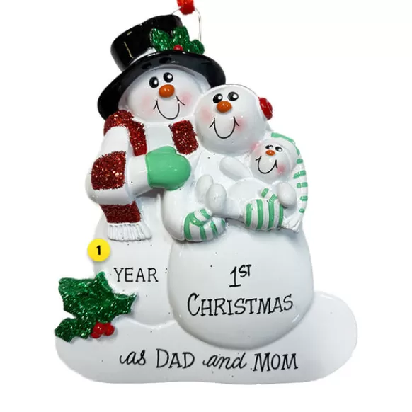 Discount New Dad And Mom Snow Family Ornament Expecting & New Family