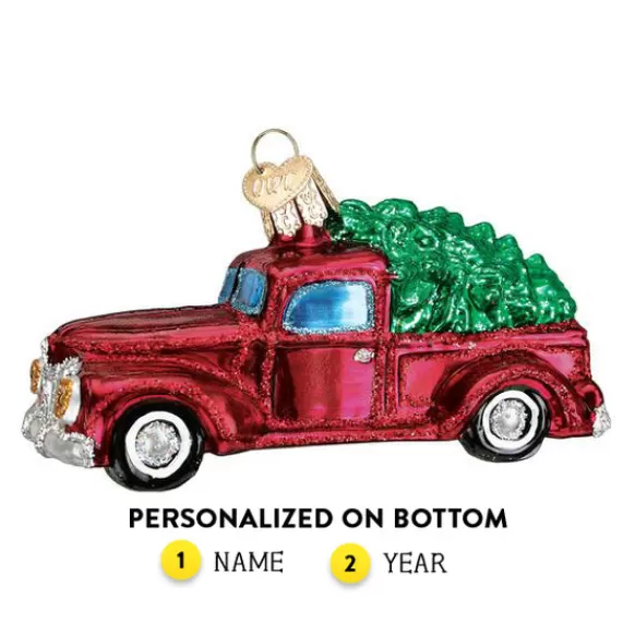 Outlet Old Truck With Tree Ornament - Transportation