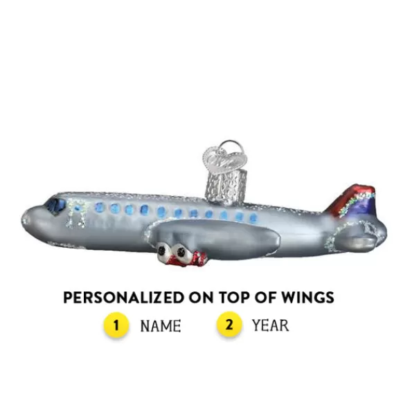 Hot Old World Christmas Passenger Airplane Ornament -