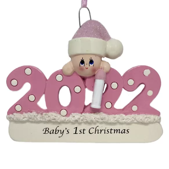 Discount Personalized 2022 Dated Baby Girl's 1St Christmas Ornament Baby