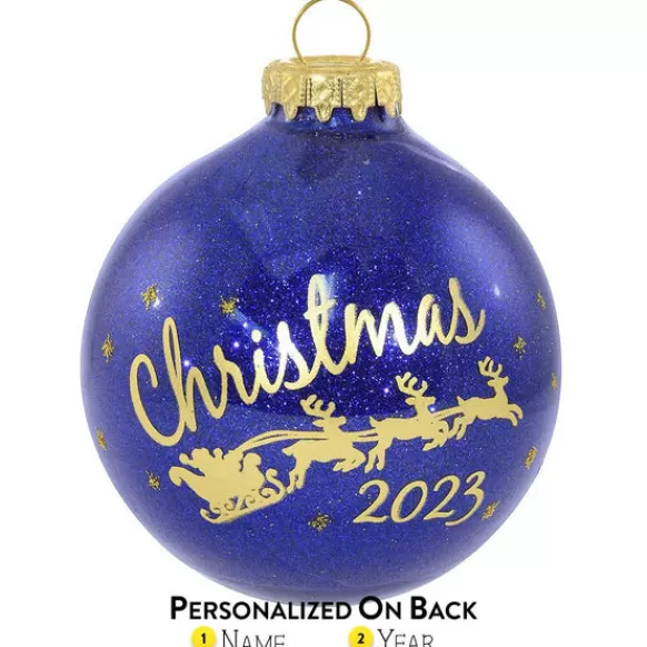 Discount Bronners Personalized 2023 Christmas Sleigh Glass Bulb Ornament