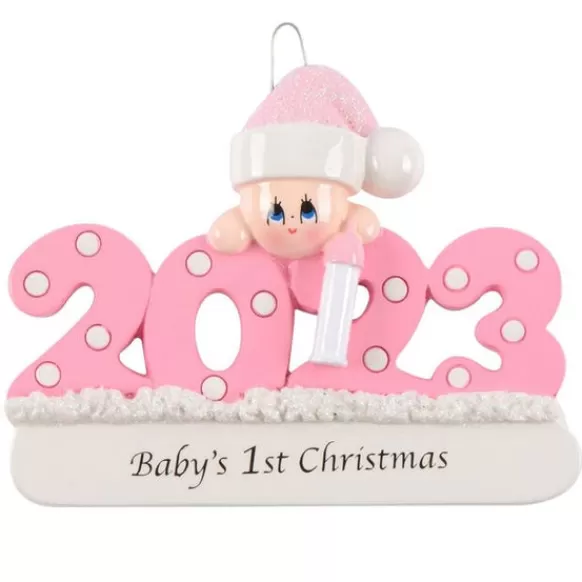 Clearance Personalized 2023 Dated Baby Girl's 1St Christmas Ornament Baby