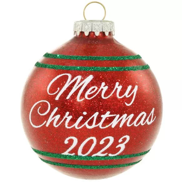 Discount Bronners Personalized 2023 Merry Christmas Glass Bulb Ornament