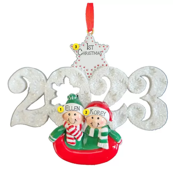 Discount Personalized 2023 Sledding Couple Ornament Couples