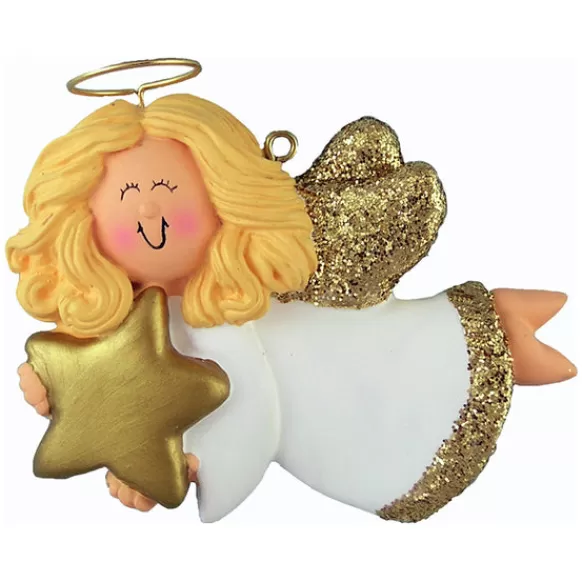 Cheap Personalized Angel With Star Ornament - Female, Blonde Hair Angels & Religious