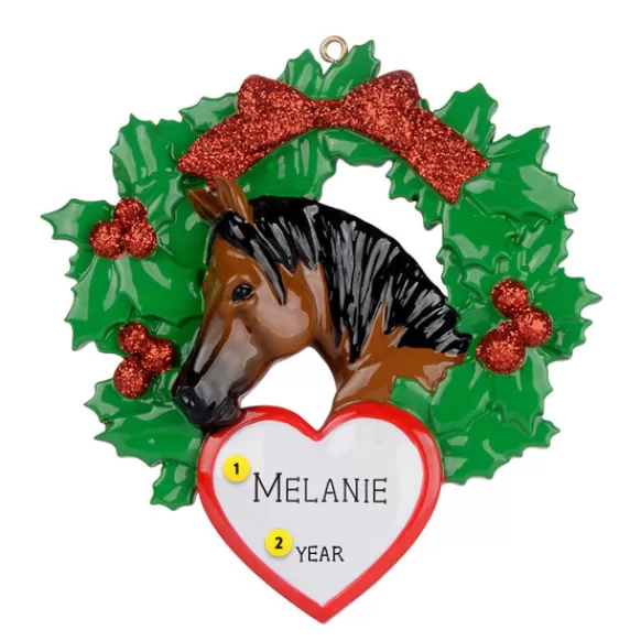 Fashion Personalized Arabian Horse In Wreath Ornament Animals