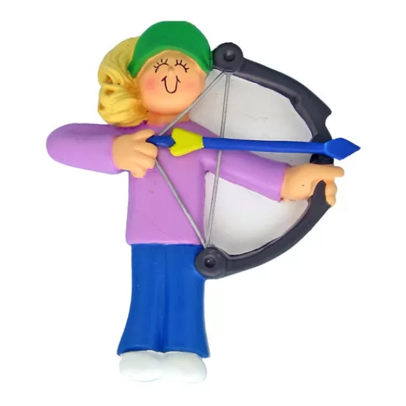Cheap Ornament Central Personalized Archery Ornament - Female, Blonde Hair