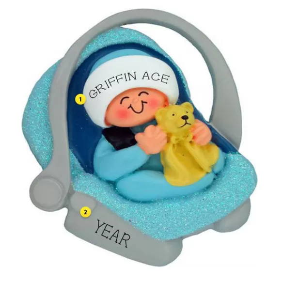 Sale Personalized Baby Boy In Carrier Ornament Baby