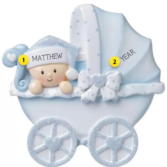 Flash Sale Personalized Baby Boy's 1St Christmas Carriage Ornament Baby