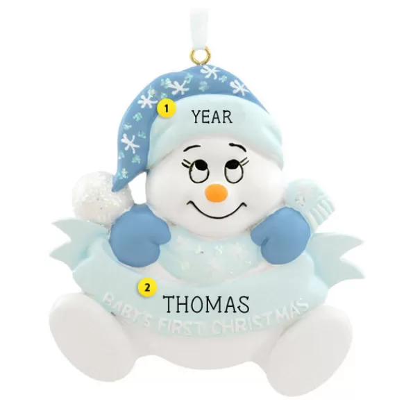 Cheap Personalized Baby Boy's 1St Christmas Snowbaby Ornament Baby