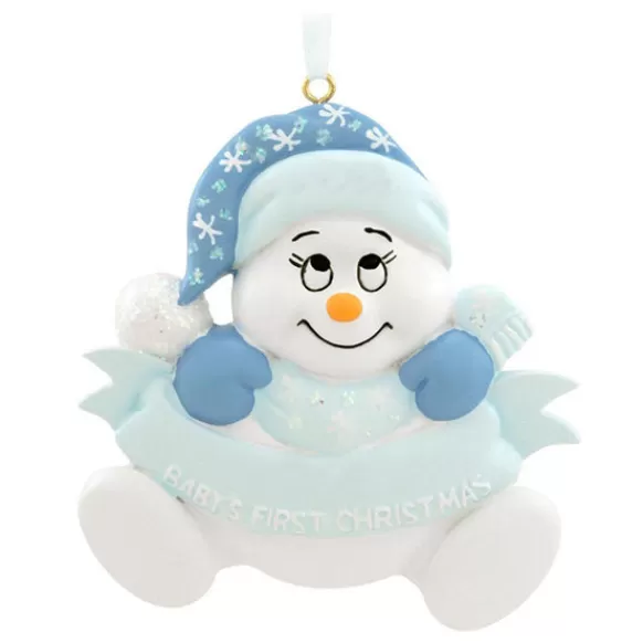 Cheap Personalized Baby Boy's 1St Christmas Snowbaby Ornament Baby