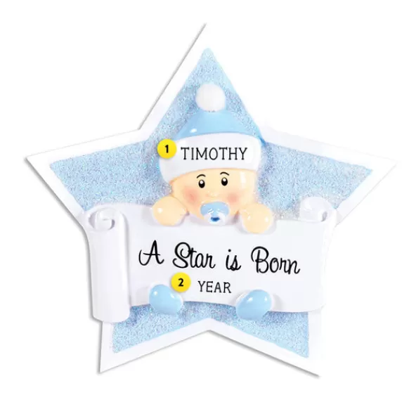 Shop Personalized Baby Boy's 1St Christmas Star Ornament Baby