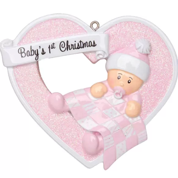 Cheap Personalized Baby Girl 1St Christmas Heart Ornament Baby