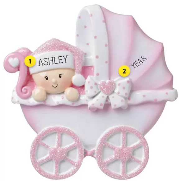 Flash Sale Personalized Baby Girl's 1St Christmas Carriage Ornament Baby