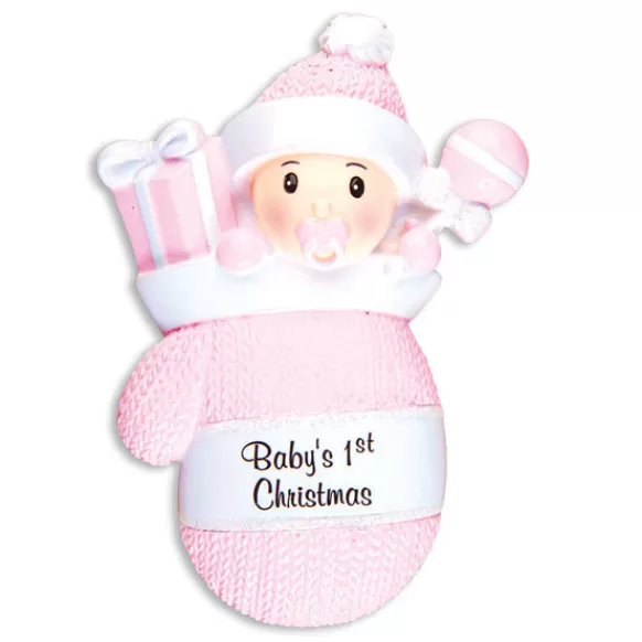 Online Personalized Baby Girl's 1St Christmas Mitten Ornament Baby
