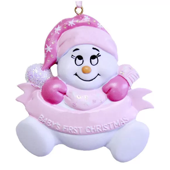 Cheap Personalized Baby Girl's 1St Christmas Snowbaby Ornament Baby