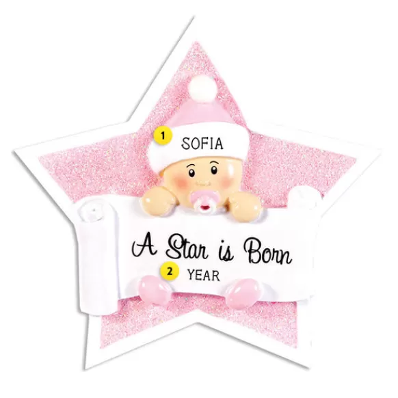 Cheap Personalized Baby Girl's 1St Christmas Star Ornament Baby