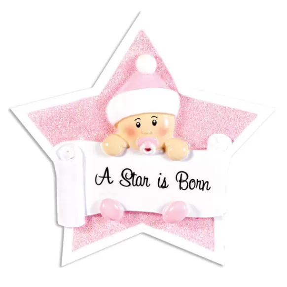Cheap Personalized Baby Girl's 1St Christmas Star Ornament Baby