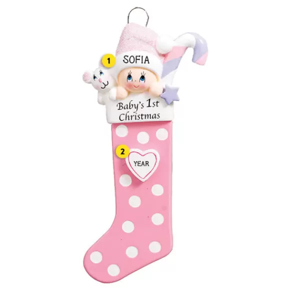 Shop Personalized Baby Girl's 1St Christmas Stocking Ornament Baby