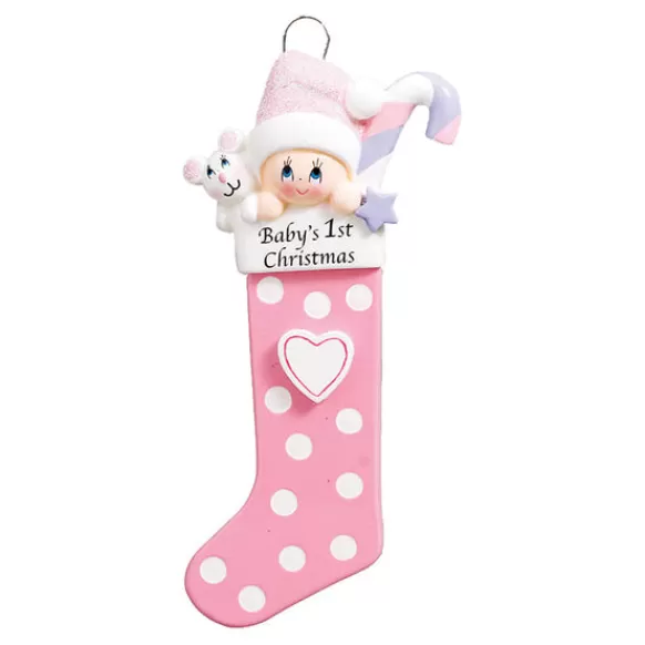Shop Personalized Baby Girl's 1St Christmas Stocking Ornament Baby