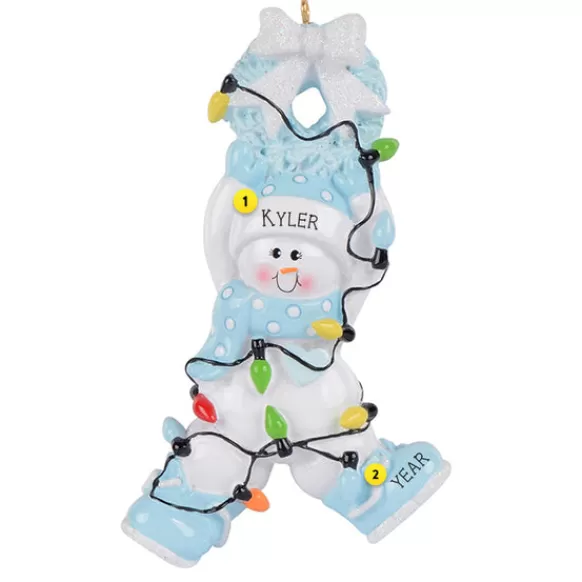 Sale Personalized Baby's 1St Christmas Blue Snowman Ornament Baby
