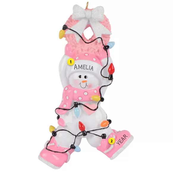 Online Personalized Baby's 1St Christmas Pink Snowman Ornament Baby