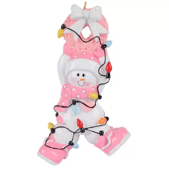 Online Personalized Baby's 1St Christmas Pink Snowman Ornament Baby