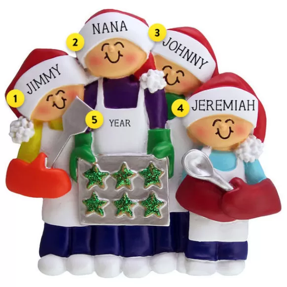Sale Ornament Central Personalized Baking Cookies Family Of 4 Ornament