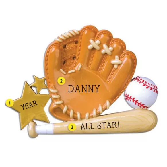 Cheap PolarX Personalized Baseball Glove, Bat, & Ball Ornament